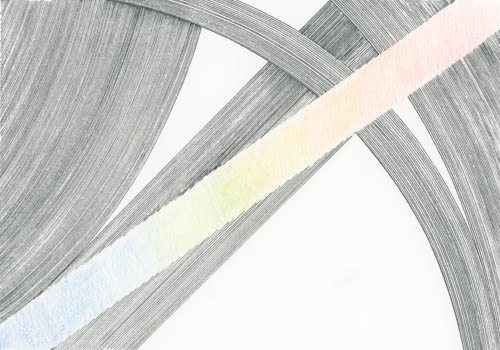 Black lines crossed by rainbow stripe