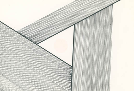 Pale circle in black pen triangle - minimalist art