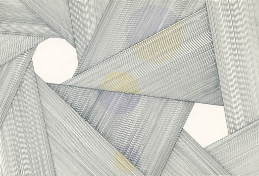 Geometric forms with blue and yellow circles