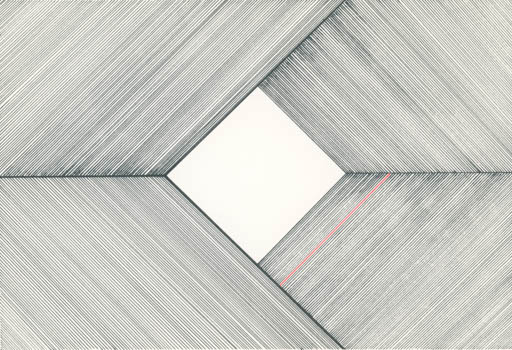 Black diamond figure with single red line