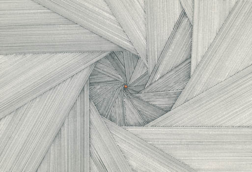 Black spiral with orange center point