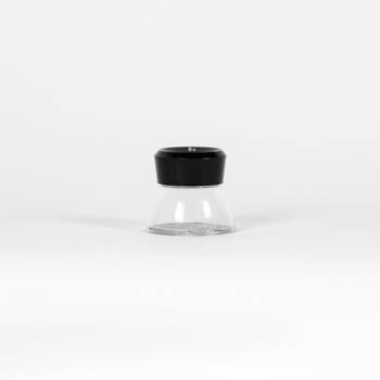 Side view of magnifying glass in quantum superposition art exhibit