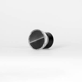 Angled magnifying glass revealing quantum superposition artwork