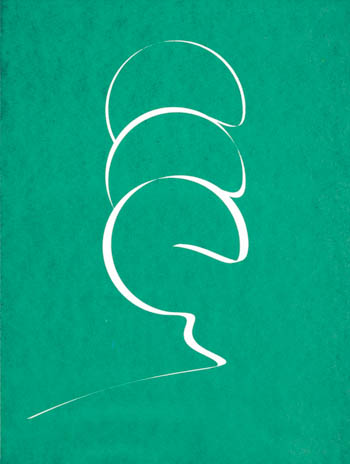Three half circular lines on green background, Austrian pastry abstract art